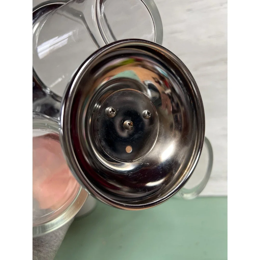 Vintage Chrome Glass Condiment Holder Faux Wood